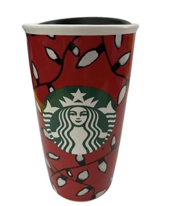 Taza de Navidad Starbucks Luz Tapa Rojo Café Taza de Viaje Alta 12 OZ 2016 - Imagen 1 de 8