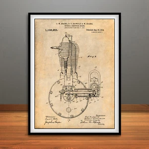 1912 Spacke Internal Combustion Engine Patent Print Art Drawing Poster - Picture 1 of 5