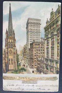 1909 New York Usa Picture Postcard Cover To Vienna Austria Sureny Building - Picture 1 of 2