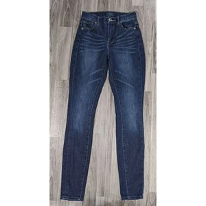 Lucky Brand Womens Size 00 / 24 Olivia Skinny Whiskered Denim Blue Jeans - Picture 1 of 12