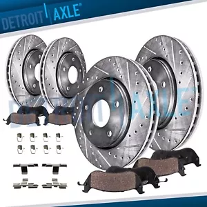 Front & Rear Drilled Rotors + Brake Pads for Dodge Ram 1500 Durango Chrysler - Picture 1 of 7