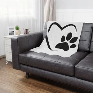 Paw Heart Microfiber Blanket - Picture 1 of 13