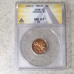 1958 CANADA PL 1C ANACS MS67 RB GEM BU - Picture 1 of 4