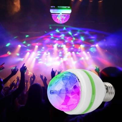 E27 3W RGB LED Bulb Rotating Crystal Magic Ball Stage Party Disco Lamp Decor RE - Image 1 of 4