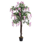 Artificial Wisteria Flower Tree Indoor Outdoor Fake Potted Tree Plants in Pot