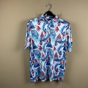 Yatta Golf Polo Shirt Mens XL Hawaiian Floral S/S Stretch Polyester Spandex - Picture 1 of 10