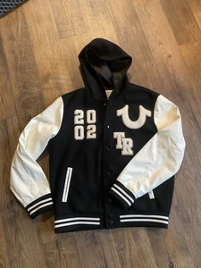 True Religion Hooded Varsity Letterman Jacket EUC M - Picture 1 of 6