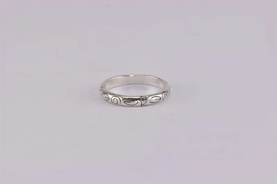 Sterling Silver 3mm Carved Swirl Ovals Rounded Stackable Band Ring 925 Sz: 7  - Image 1 of 4