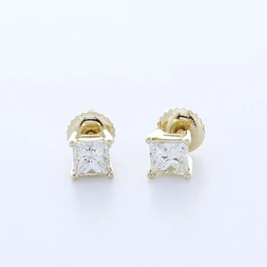 1.5 CTW Certified Lab-Created Diamonds E/VS2 Princess Cut 14K Gold Classic Studs - Picture 1 of 10