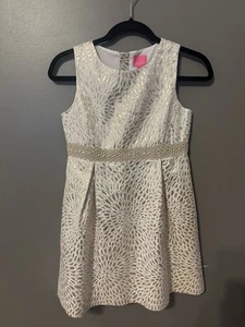 Lilly Pulitzer Girls Abrianna Gold&Cream Formal or Flower Girl Dress Sz 12 NWT - Picture 1 of 8