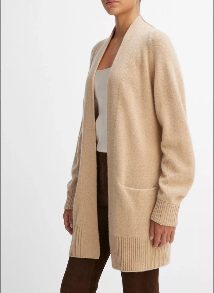  Cárdigan suéter largo Vince mezcla de cachemir y lana para mujer talla grande beige crema Foto 1 de 4