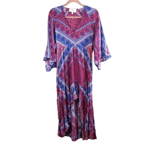 ba&sh USSO Framboise Lady Dress Asymmetrical Hi-lo Maxi Bohemian Women's US 4 - Picture 1 of 5