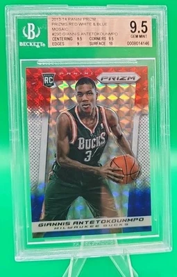 2013-14 Яннис Antetokounmpo призма красный белый синий мозаика RC дебютант #290 BGS 9,5 - Изображение 1 из 3