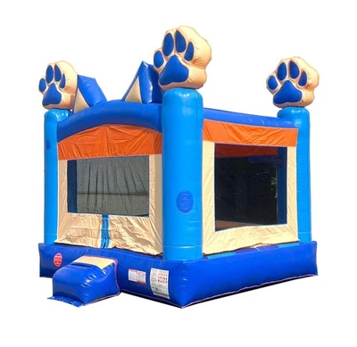 Castillo de salto inflable comercial casa de rebote para perros cruzado azul para niños Foto 1 de 4