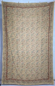 Vintage Hand Block Printed Figurative Irani Cotton Beautiful Textile 256x166 cm - Picture 1 of 19