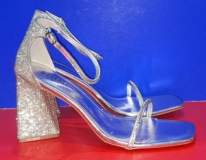 Simmi Silver Diamante Sandalen Wide Fit Uk9 EU42 Neu Mit Defekt - Bild 1 von 12