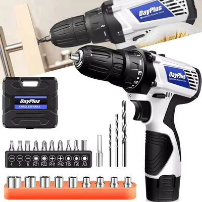 Electric Screwdriver Kit 12V Cordless Drill Combo Cutter 2 Variable Speed 18 - Image 1 of 4