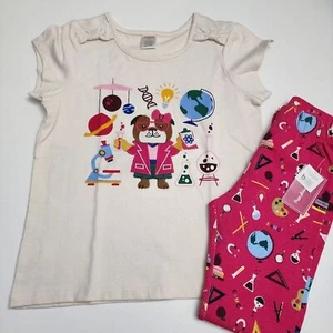 Gymboree Girls Science Planets Dog Prep School Shirt & Leggings Outfit Size 7 - Picture 1 of 6