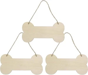 3 Pcs Dog Bone Wood Sign Blank Wooden Plaque Unfinished Wood DIY Crafts - Picture 1 of 7
