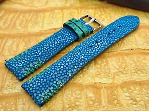 Cinturino per orologio in pelle stingray lucida 22 mm/18 mm su misura vintage esotica in pelle - Foto 1 di 11