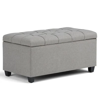SIMPLIHOME Sienna 33 Inch Wide Transitional Rectangle Storage Ottoman Bench in - Image 1 of 4