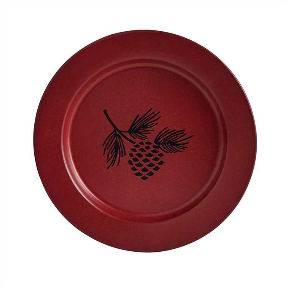 Park Designs Linville Pine Cone Enamelware Red Salad Plate Set of 4 - Image 1 of 1