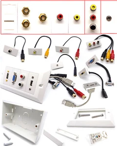 Custom Faceplate MultiMedia Wall Plate 1/2/4 Gang Back Box HDMI/USB/RJ45/AV Lot - Picture 1 of 45