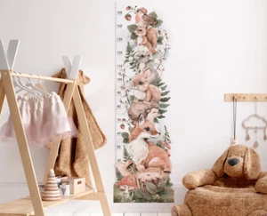 Forest Animal Height Chart Personalised Name option Kids Nursery Wall Stickers - Foto 1 di 3