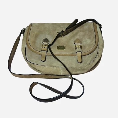 Ralph Lauren RLL Gamuza Cuero Tostado Bandolera Bolso de Hombro Cartera Sillín Marrón Foto 1 de 4