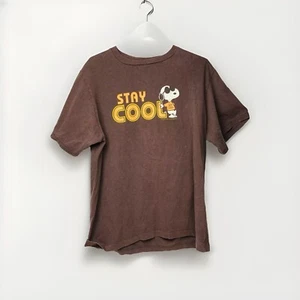 Peanuts Snoopy Joe Cool STAY COOL T-Shirt Brown Single Stitch Unknown Size - Picture 1 of 7