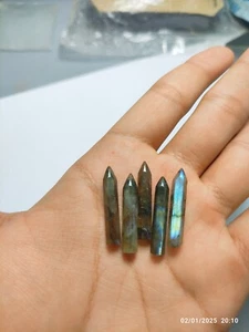 Labradorite Faceted Pointed Pencil Gemstone 30x5 mm (5 Pcs Lot) - Picture 1 of 8