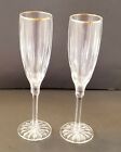 Lead Crystal Champagne Flute Glass Gold Rim Set of 2