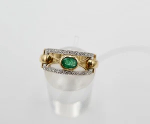 Eleganter Gelbgold Damen Ring Brillant & Smaragd SADEIS 585 14K  Gr. 58  0,66 Ct - Bild 1 von 12