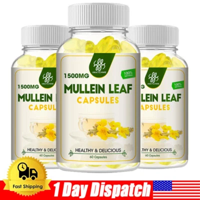 Paquete de 3 cápsulas de hoja de gordolobo para limpieza pulmonar y desintoxicación suplemento dietético herbal Foto 1 de 4