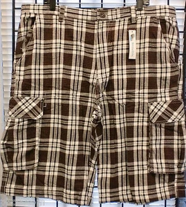 MEN CARGO SHORT PLAID 11" SIZE 30-44 BROWN / BLACK / WHITE - Bild 1 von 3