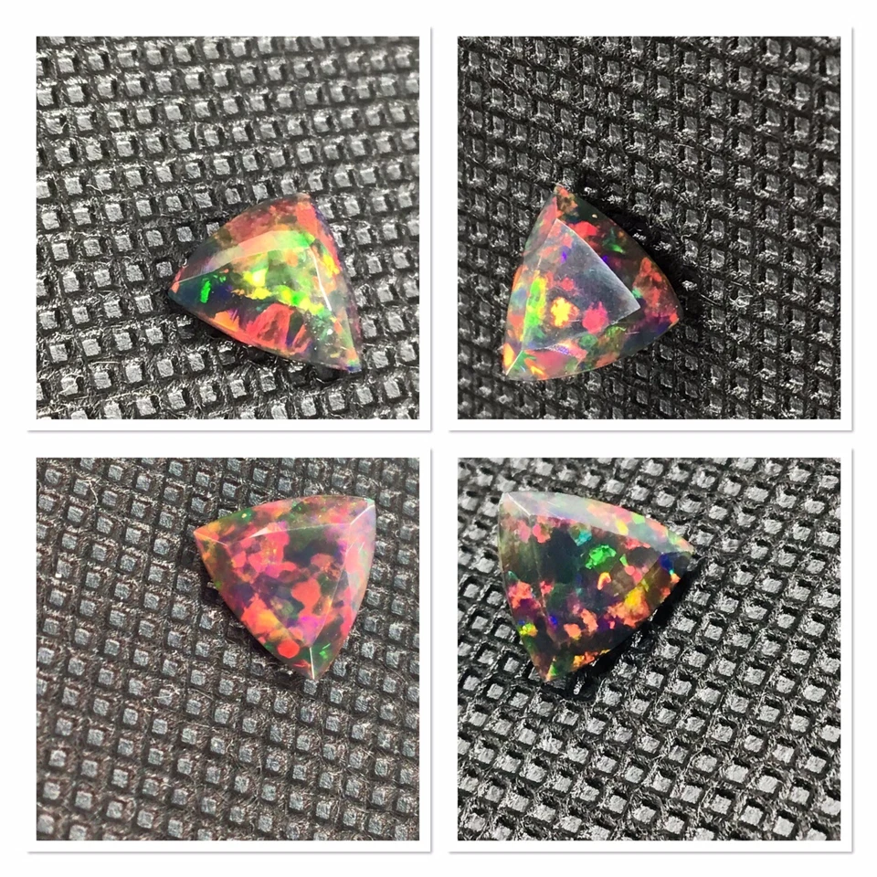 Black Opal 1 Carat Solid Black Trillion Cut Clover Leaf Pattern Gemstone￼￼ - Image 1 of 4