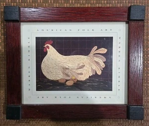 Warren Kimble weißes Huhn auf Nest Holzkunst 10”X12” - Bild 1 von 4