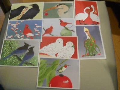 Tarjetas de Navidad de aves navideñas con gráficos de Crane Creek de 9 piezas Foto 1 de 3