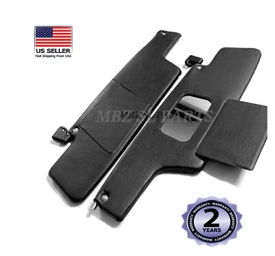 NEW PAIR OF BLACK SUN VISOR WITH MIRROR & BRACKET FOR PORSCHE 914 LHD 1969-1976 - Image 1 of 4