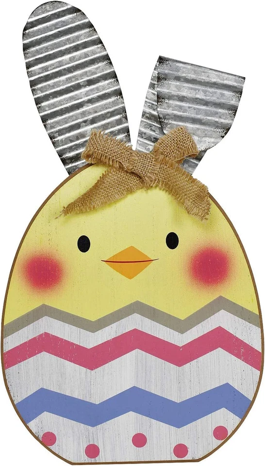 Decoración de Conejo de Pascua Decoraciones de Escritorio Rústico Galvanizado Conejito Patio Ornamento Foto 1 de 4