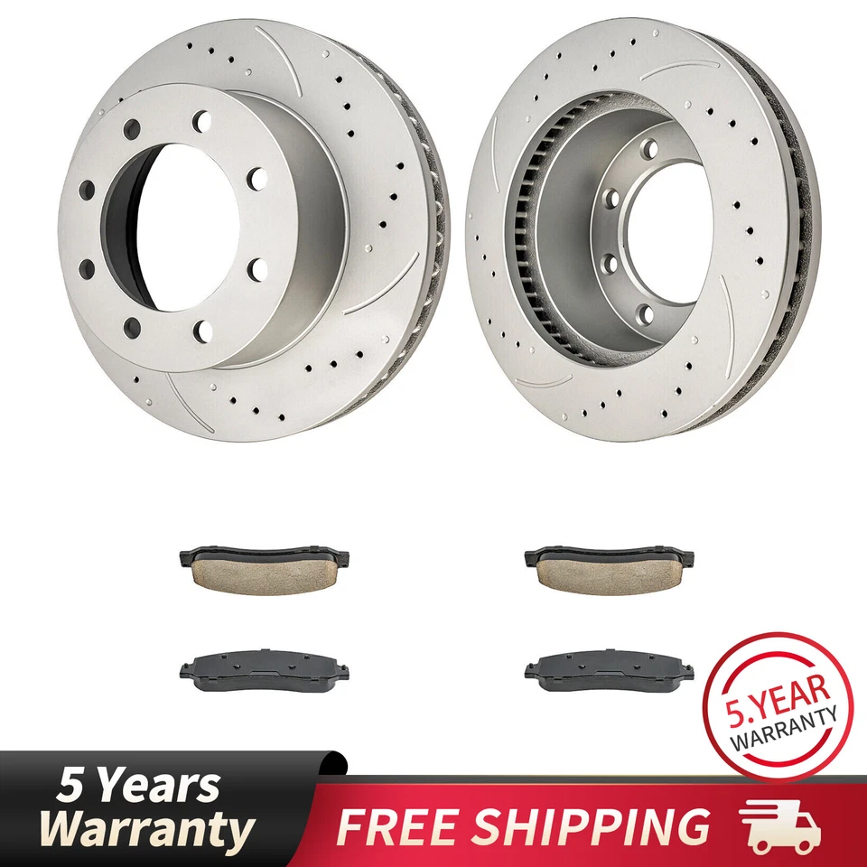 Rotores de freno delanteros perforados pastillas de cerámica para Ford F-250 Super Duty 2005-2012 4x4 Foto 1 de 4