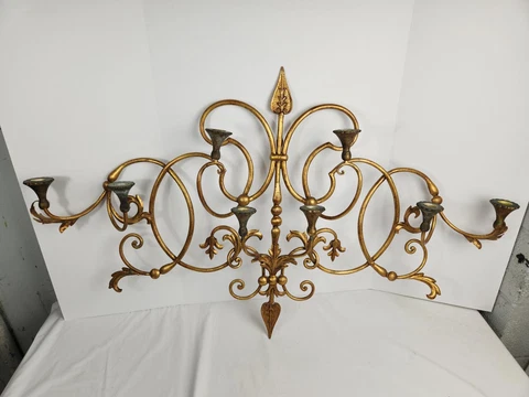 Paladio Art Nouveau 8 Candle Metal Wall Sconce (W19938) - 44 in, Vintage, 1960s Cover