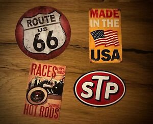 4er HotRod Aufkleber Set USA V8 Route 66 Custom Vintage Oldtimer #71/91/107/112