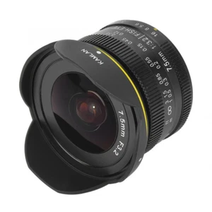 Lente de enfoque manual ojo de pez gran angular Kamlan 7,5 mm F3,2 APS-C para montaje M43 M4/3 - Imagen 1 de 7