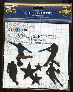 Sports Silhouette 6" Baseball Basketball Soccer Football Stars Black Vinyl B5-B - Picture 1 of 7