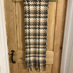 Charter Club Beige, Brown, Gray And White plaid Fringed Cashmere Scarf - Picture 1 of 4