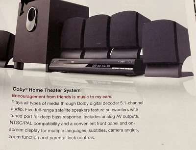 Coby DVD 5.1 Channel DVD Home Theater System New Without Box - Image 1 of 2