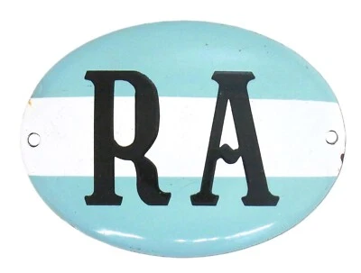 Vintage Oval Enamel Plate RA Argentina Car Plaque Emblem Ornament Insignia - Image 1 of 4