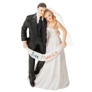 Brautpaar Hochtzeitspaar Tortenaufsatz Hochzeitstorte Tortenfigur Just Married - Bild 1 von 6