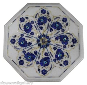 12" Marble Corner Table Top Pietradura Lapis Handmade Home Decor - Picture 1 of 3
